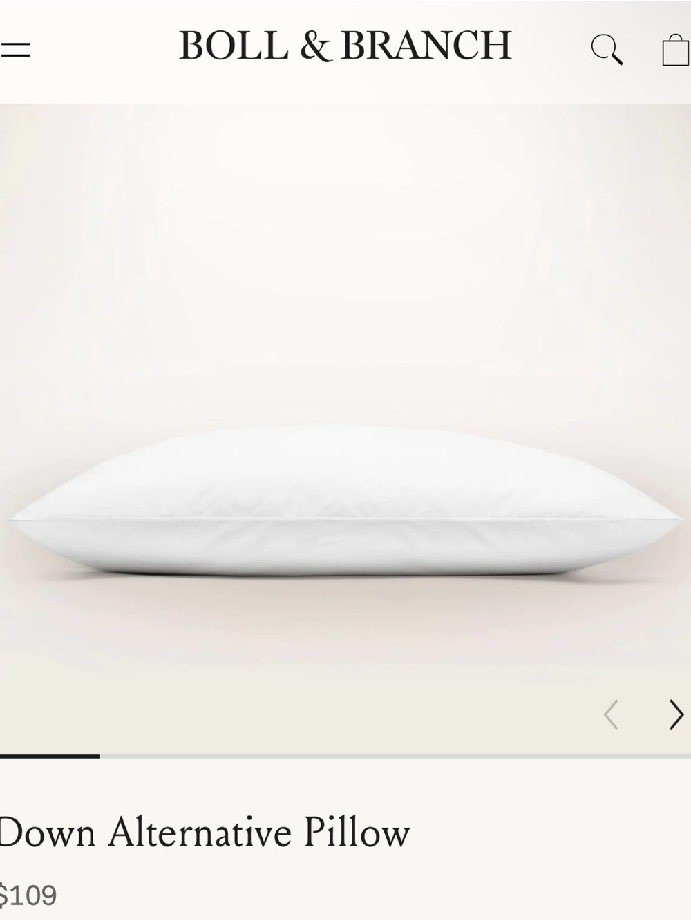 Boll & Branch White Down Alternative Pillow - Plush Support